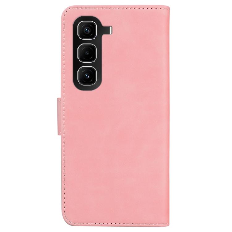 Funda de cuero con tapa abatible para Infinix Hot 50 Pro+ 4G, color puro y tacto suave (rosa)