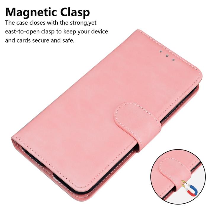 Funda de cuero con tapa abatible para Infinix Hot 50 Pro+ 4G, color puro y tacto suave (rosa)