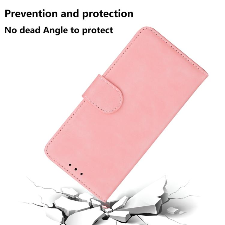 Funda de cuero con tapa abatible para Infinix Hot 50 Pro+ 4G, color puro y tacto suave (rosa)