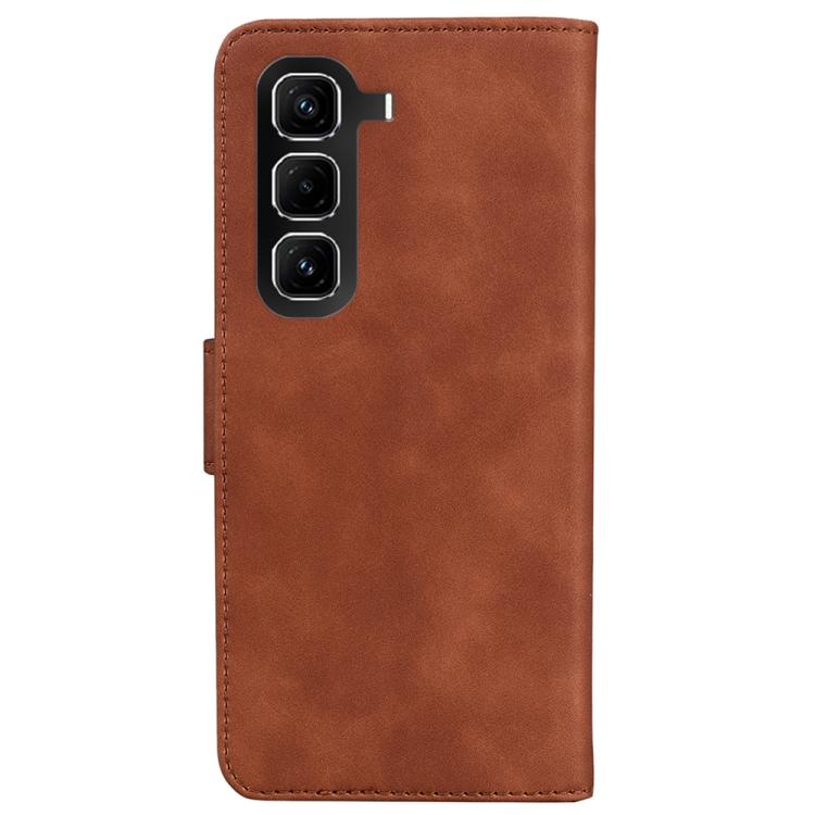 Funda de cuero con tapa para Infinix Hot 50 Pro+ 4G, color puro y tacto suave (marrón)