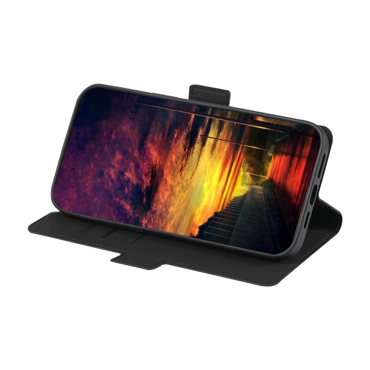Funda de Cuero para Huawei Enjoy 60 Pro y Nova 11I con Textura de Sarga y Botón Lateral (Negro)