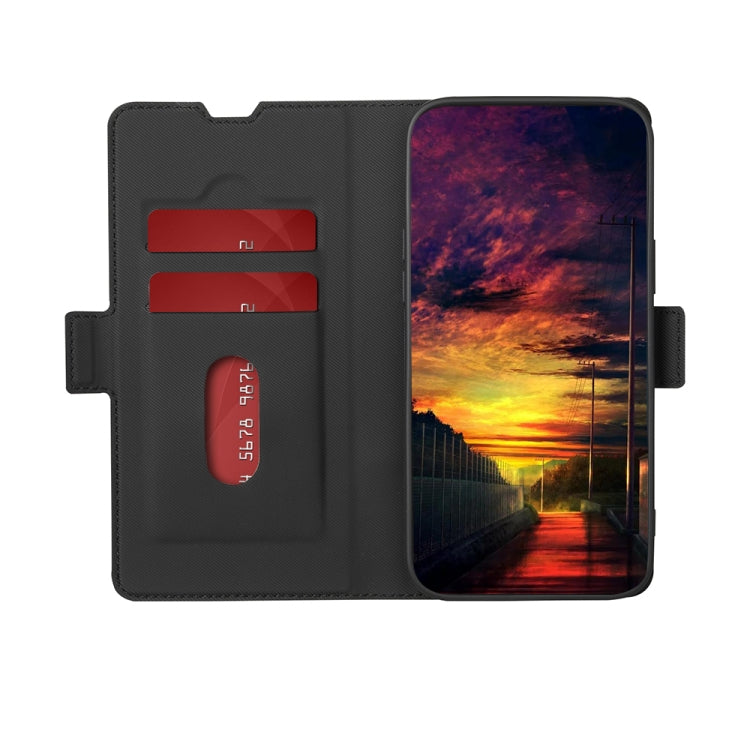 Funda de Cuero para Huawei Enjoy 60 Pro y Nova 11I con Textura de Sarga y Botón Lateral (Negro)