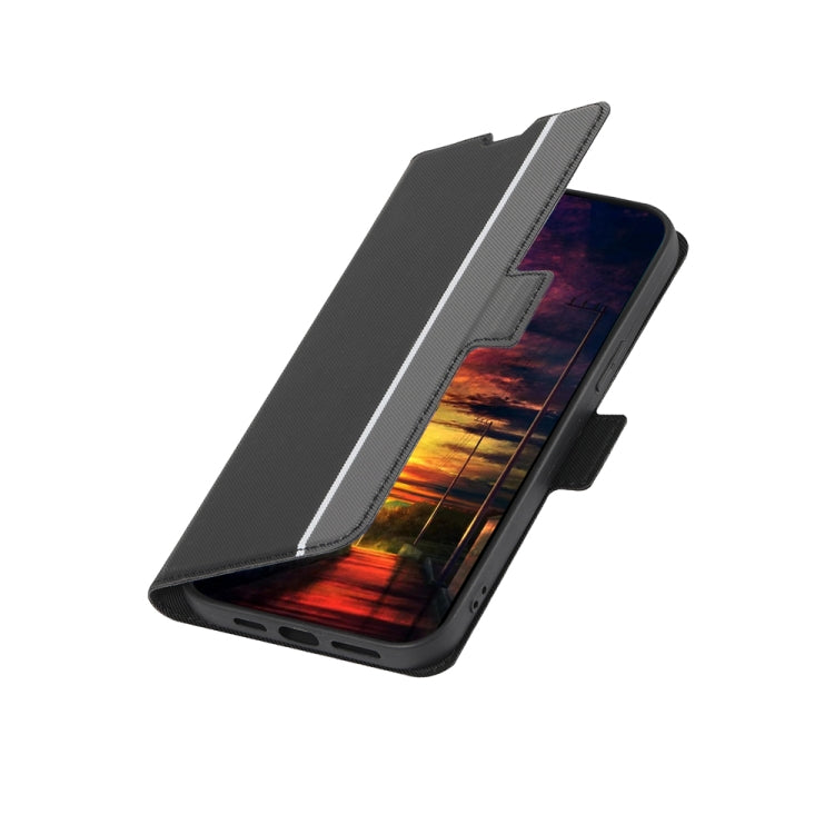 Funda de Cuero para Huawei Enjoy 60 Pro y Nova 11I con Textura de Sarga y Botón Lateral (Negro)
