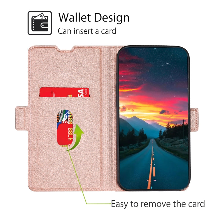Estuche de Cuero para Huawei Enjoy 60 Pro / Nova 11I con Tapa Horizontal y Hebilla Lateral (Oro Rosa)