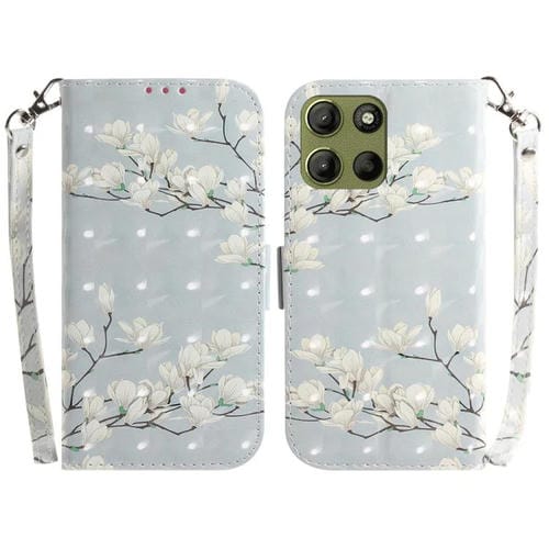 Funda de Cuero con Tapa 3D para Motorola Moto G15 (Magnolia)
