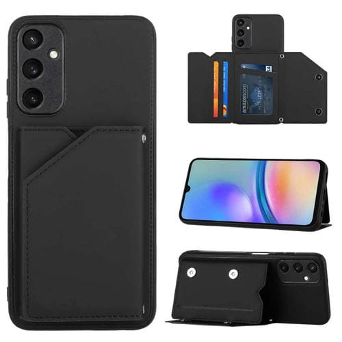 Funda para Samsung Galaxy A15 Skin Feel PU + TPU con Ranuras para Tarjetas para Teléfono (Negro)