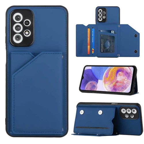 Funda para Samsung Galaxy A23 4G y 5G Skin Feel PU + TPU con Ranuras para Tarjetas de PC (Azul Real)
