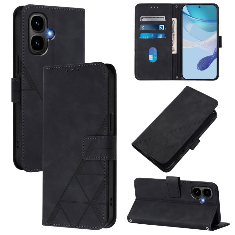 Funda de cuero con relieve 3D para Infinix Smart 10 4G (negra)