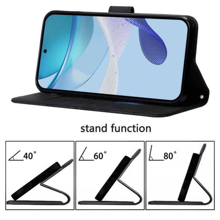 Funda de cuero con relieve 3D para Infinix Smart 10 4G (negra)