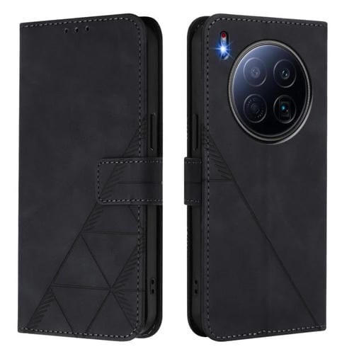 Funda de cuero con relieve 3D para Tecno Camon 40 Premier (negra)