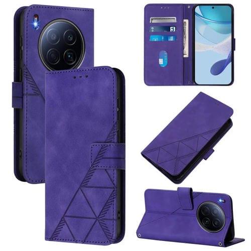 Funda de cuero con tapa y relieve 3D para Tecno Camon 40 Premier (morado)