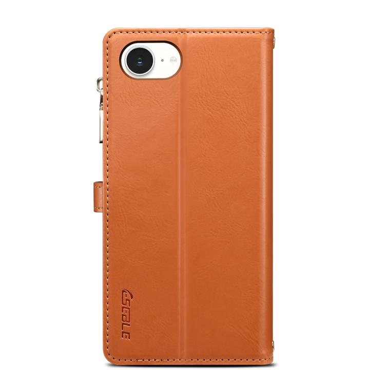 Estuche de Cuero Rfid con Cremallera y Cordón Serie Star Eseble para iPhone 16E (Marrón)