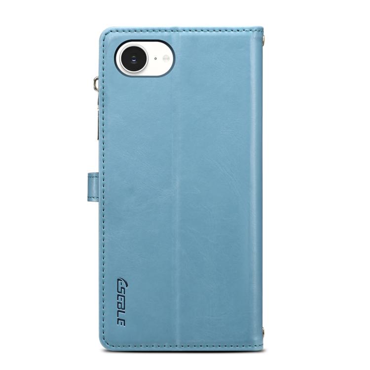 Estuche de Cuero Rfid Eseble Serie Star para iPhone 16E con Cremallera y Cordón (Azul)