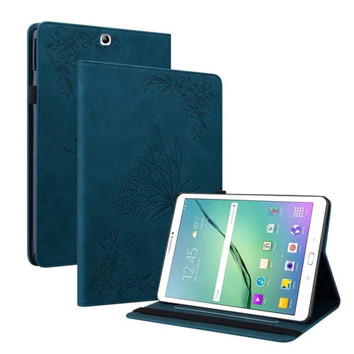 Funda para Tablet Samsung Galaxy Tab S2 9.7 T810 T815 Cuero Relieve Flor Mariposa (Azul)