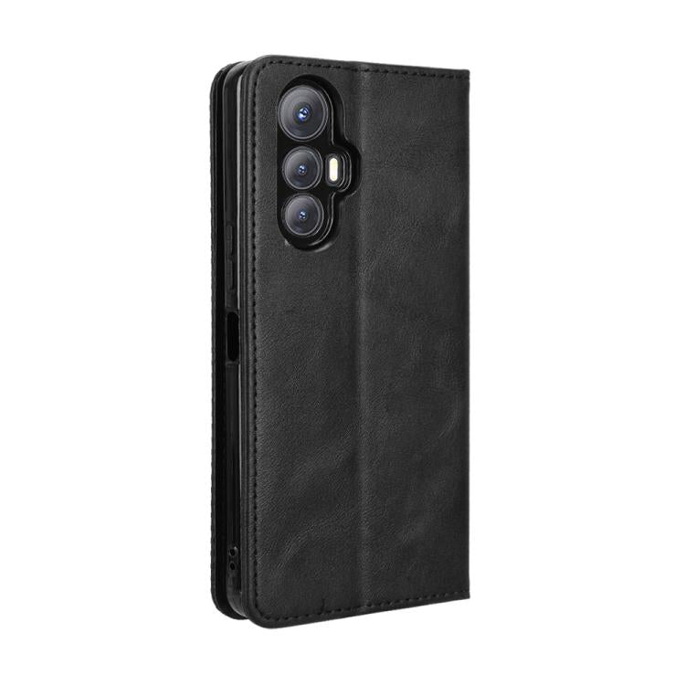 Funda de Cuero para Cubot Max 5 con Textura Retro y Hebilla Magnética (Negra)