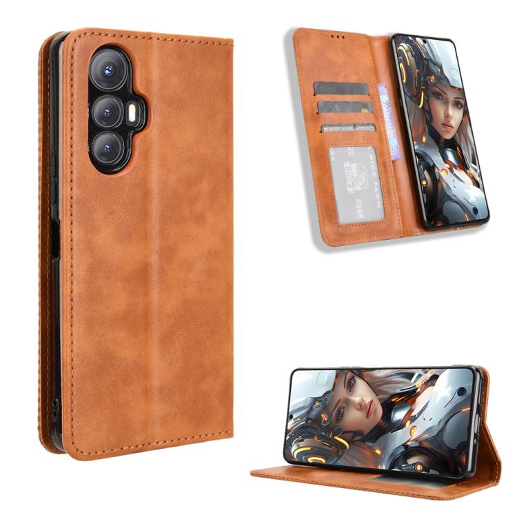 Funda de Cuero Cubot Max 5 Textura Retro Hebilla Magnética (Marrón)