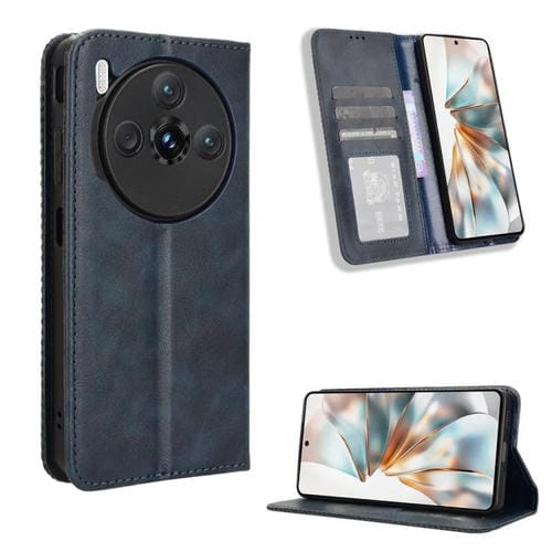 Funda de Cuero ZTE Nubia Z60S Pro Textura Retro Hebilla Magnética (Azul)