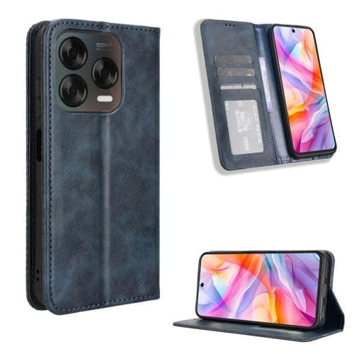 Funda de Cuero Textura Retro con Hebilla Magnética para ZTE Blade V70 4G (Azul)