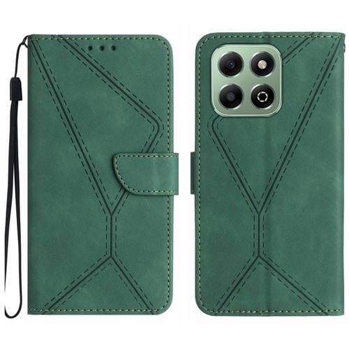 Funda de Cuero con Relieve y Costuras Globales para Honor 200 Smart (Verde)