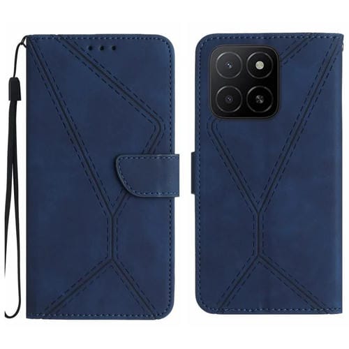 Funda de Cuero con Relieve y Costuras para Honor X8C 4G (Azul)