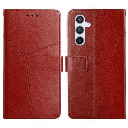 Funda para Teléfono Samsung Galaxy A55 5G Cuero con Tapa Patrón en Forma de y (Marrón)
