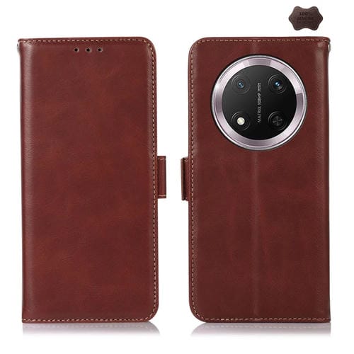 Funda para Teléfono Honor X9C 5G Global con Capa Superior de Piel de Vaca Crazy Horse (Marrón)