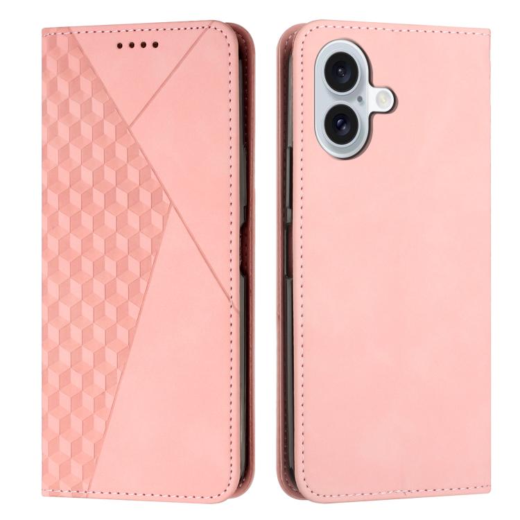 Funda de cuero magnética con textura de diamante para iPhone 17 (oro rosa)