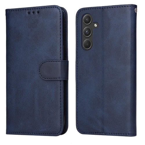 Funda para Teléfono Samsung Galaxy A55 Cuero con Tapa Textura de Becerro (Azul)