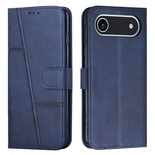 Funda de piel con hebilla y textura de becerro para iPhone 17 Air (azul)