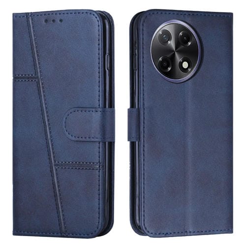 Funda de Cuero Textura Becerro con Costuras para Tecno Camon 30S (Azul)