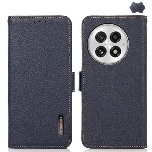 Funda para Teléfono Khazneh de Cuero Genuino con Rfid e Imán Lateral para OnePlus 13 (Azul)
