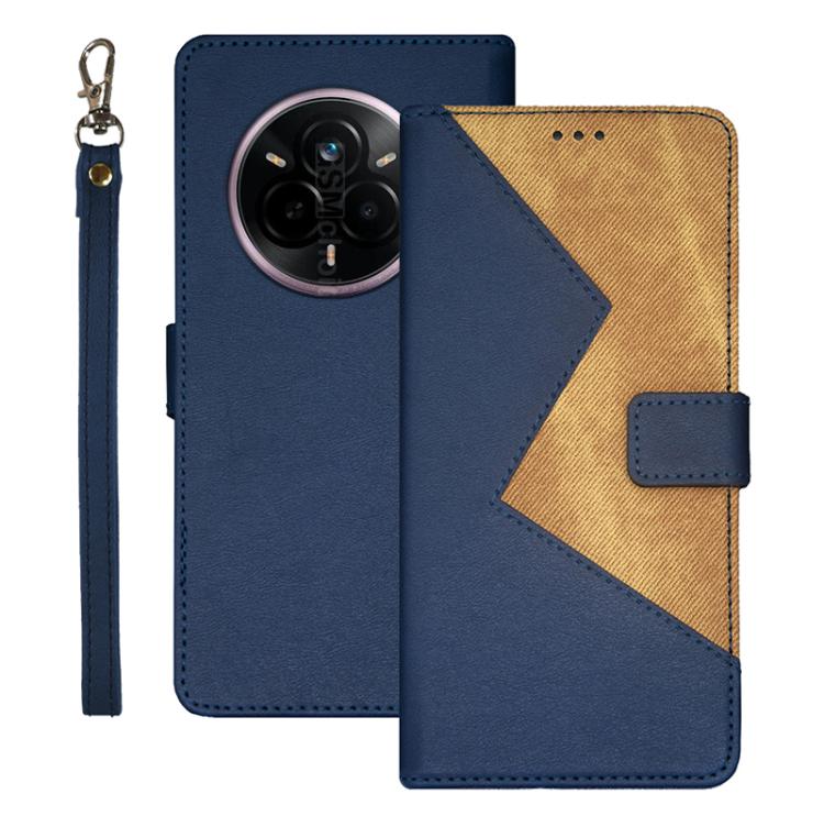 Funda de Cuero Bicolor para Realme 14 Pro 5G (Azul)