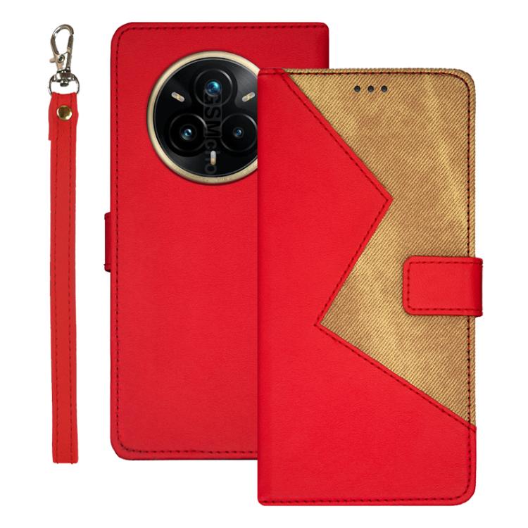 Funda de Cuero Bicolor para Realme 14 Pro+ 5G (Rojo)