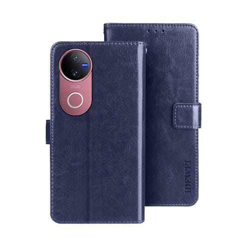 Funda de Cuero con Textura Crazy Horse para Vivo V50 5G Global Idewei (Azul)