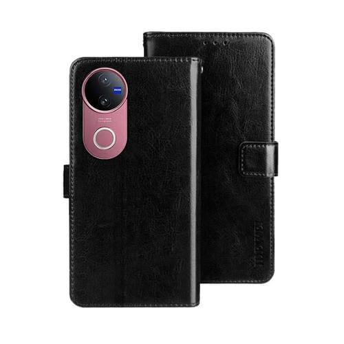Funda de Cuero con Textura Crazy Horse para Vivo V50 5G Global Idewei (Negra)