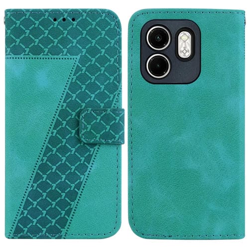 Funda de Cuero con Relieve en Forma de Siete para Infinix Hot 50I Smart 9 (Verde)