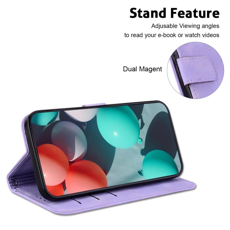 Funda de cuero con relieve de siete formas para Infinix Zero 40 4G/5G (morada)