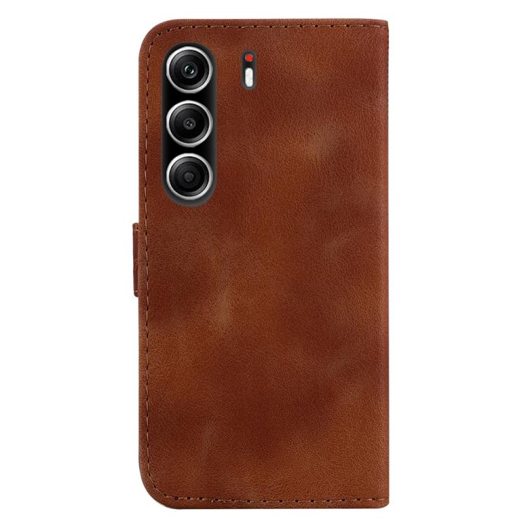 Funda de cuero con relieve de siete formas para Tecno Camon 40 Pro 4G (marrón)