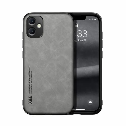 Funda para Teléfono Samsung Galaxy A05 Skin Feel con Parte Trasera de Cuero Magnético (Gris Claro)
