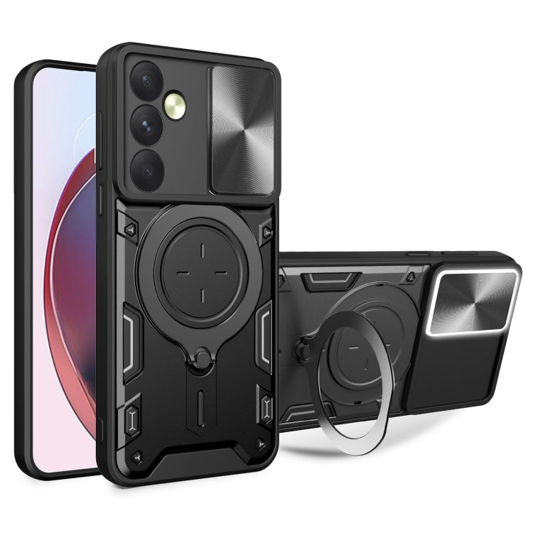 Funda para Teléfono Samsung Galaxy A35 5G con Soporte Magnético y Escudo de Leva Deslizante (Negro)