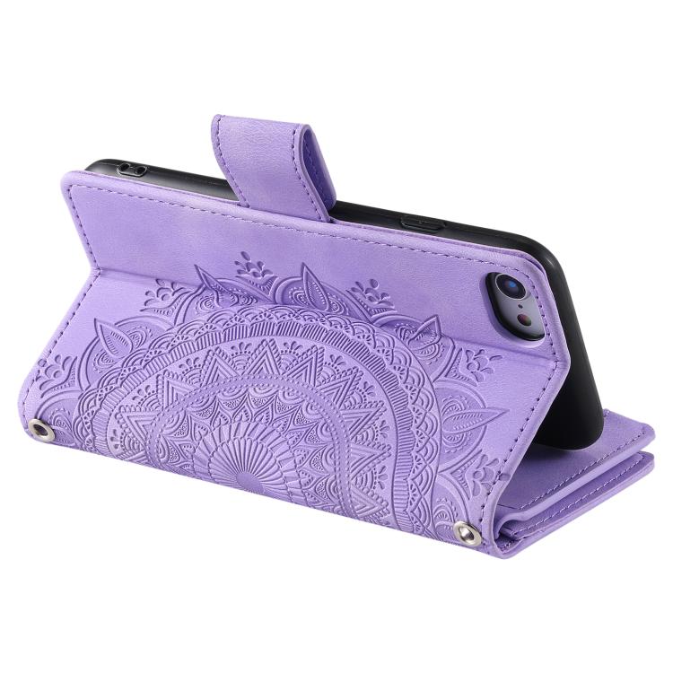 Funda de Cuero con Cremallera para iPhone 16E Múltiples Tarjetas (Morado)
