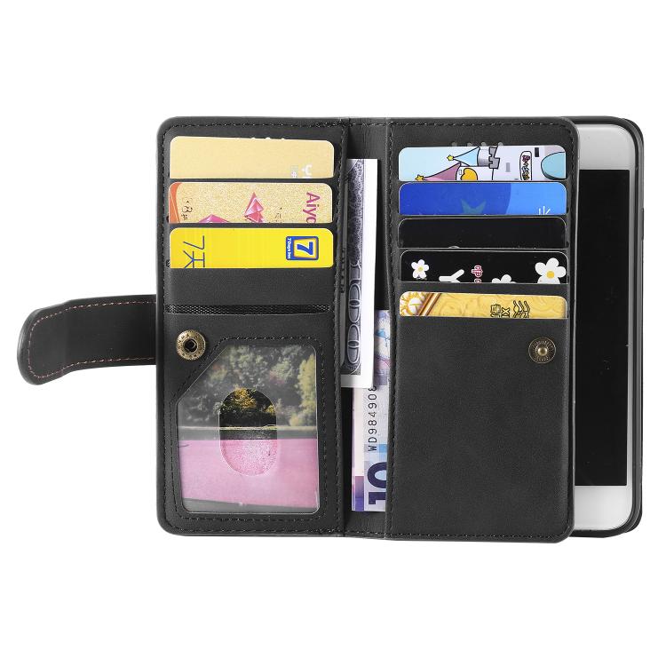 Funda de Cuero para iPhone 16E con Cremallera y Cordón (Negro)