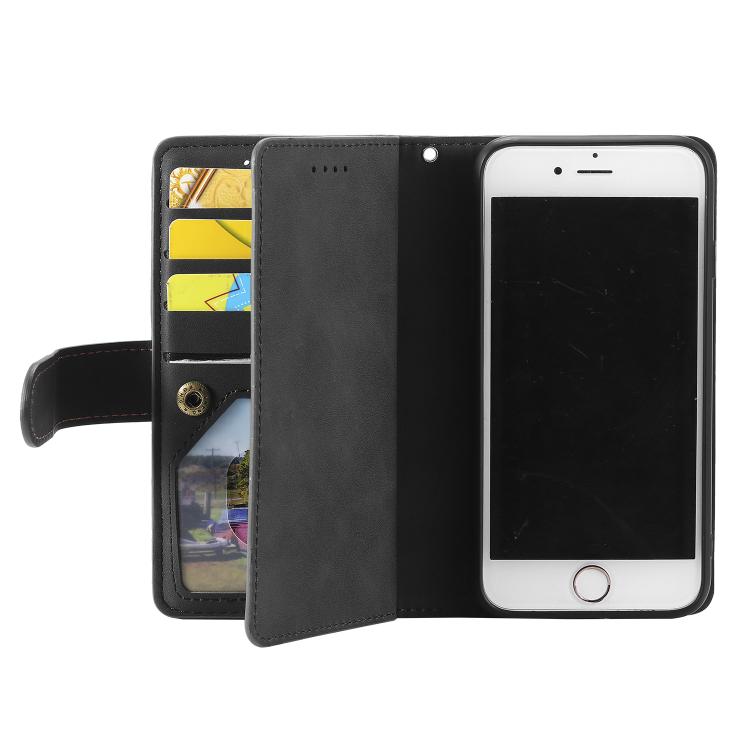 Funda de Cuero para iPhone 16E con Cremallera y Cordón (Negro)