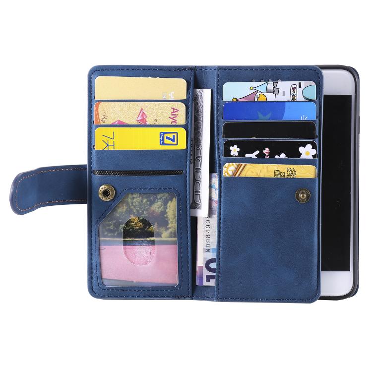 Funda de Cuero con Cremallera y Cordón para iPhone 16E (Azul)