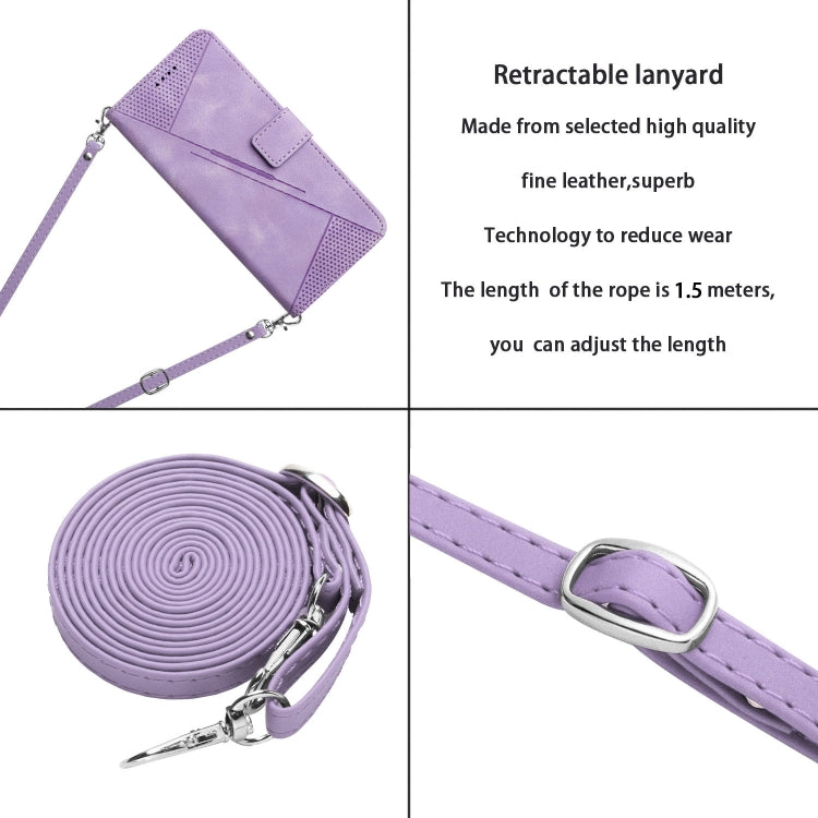 Funda de Cuero Triangular para OnePlus 13 Dream con Cordón (Morado)