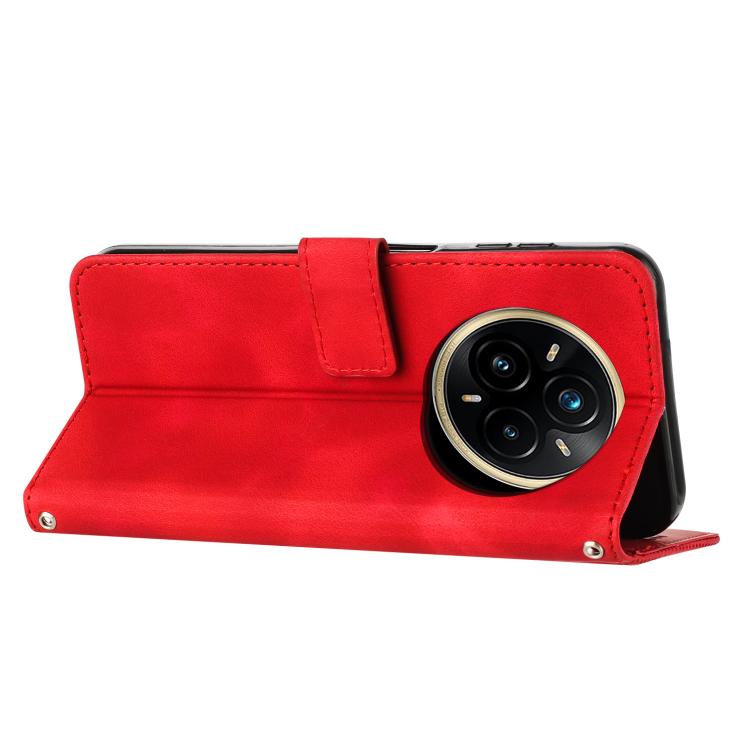 Funda de Cuero Triangular con Cordón para Realme 14 Pro Dream (Roja)