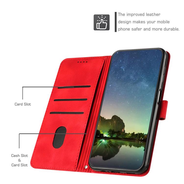 Funda de Cuero Triangular con Cordón para Realme 14 Pro Dream (Roja)