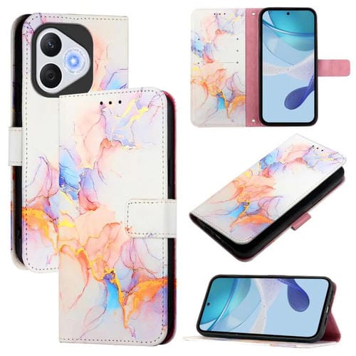 Funda de Cuero con Tapa para Honor 400 Lite Pt003 Diseño Mármol (Blanco Mármol)