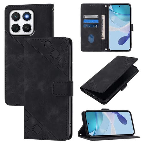 Funda de Cuero con Relieve y Tacto de Piel para Honor X8C 4G (Negra)