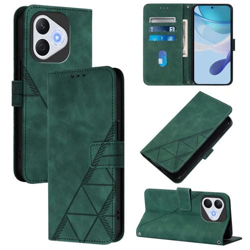 Funda de Cuero con Relieve 3D para Honor 400 Lite (Verde Oscuro)